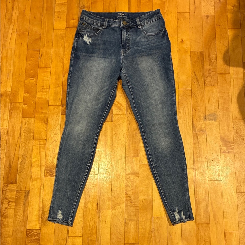 Maurices Dark Blue Distressed Skinny Jeans